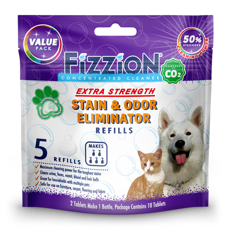 Fizzion Extra Strength Pet Stain and Odor Eliminator - 5 Refill Pouch (Ship to AU & NZ)