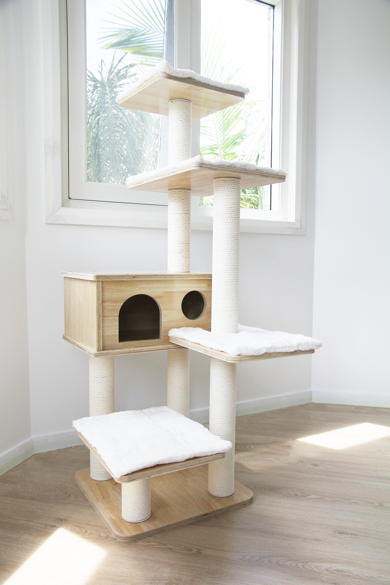 FurBub Wooden Condo Cat Tree 1.38m