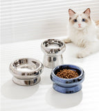 FurBub Flower Shape Ceramic Cat Bowl - Metallic