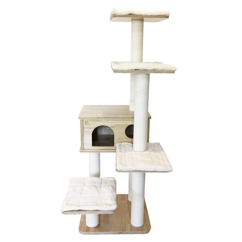 FurBub Wooden Condo Cat Tree 1.38m