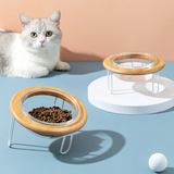 FurBub Glass Bowls with Bamboo Stand