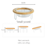 FurBub Glass Bowls with Bamboo Stand