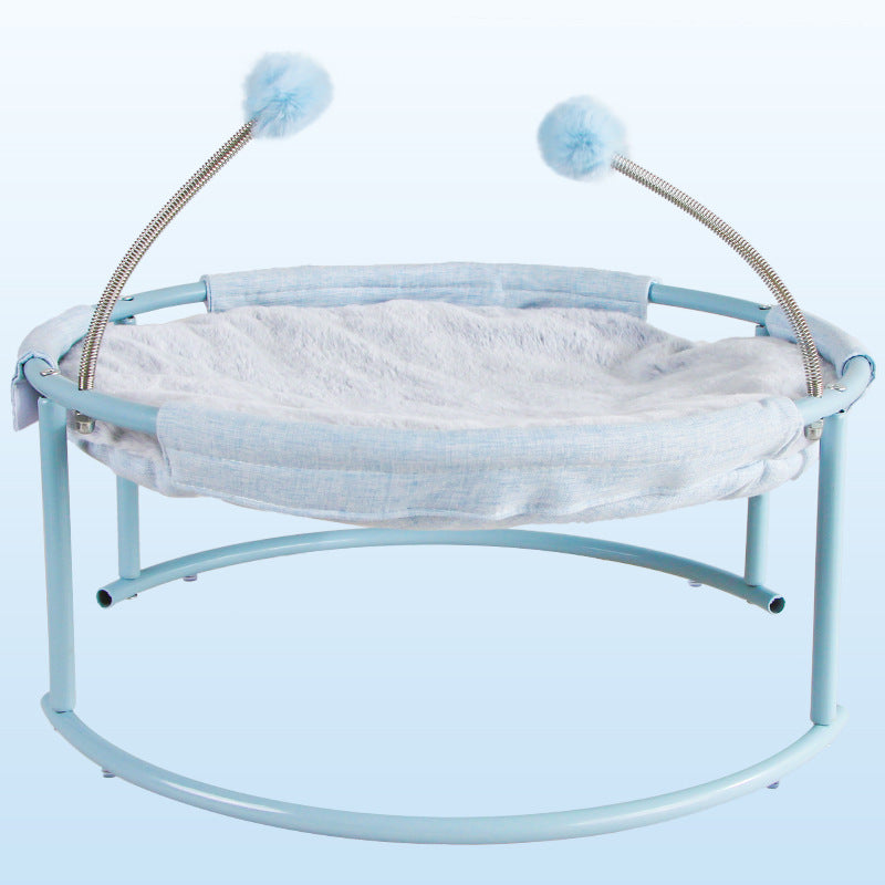 Elevated Pet Bed with Spring Pompom