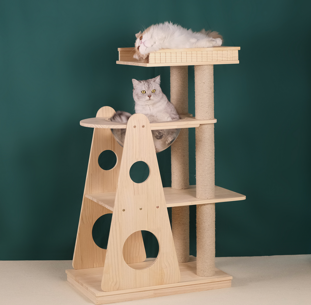 Pre Order MUSHE Solid Wood Cat Tree Triangle 111cm PawzUp