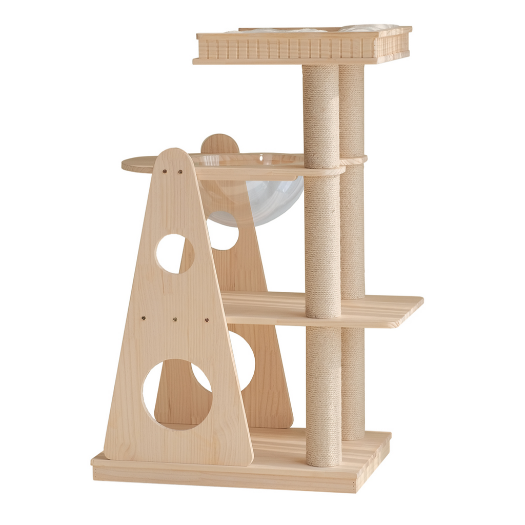 Pre Order MUSHE Solid Wood Cat Tree Triangle 111cm PawzUp