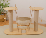 (Pre-Order) MUSHE Solid Wood Cat Tree with Hammock Bed 75cm
