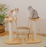 (Pre-Order) MUSHE Solid Wood Cat Tree with Hammock Bed 75cm