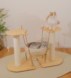 (Pre-Order) MUSHE Solid Wood Cat Tree with Hammock Bed 75cm