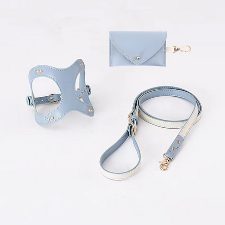 FurBub Vegan Leather Dog Harness with Lead