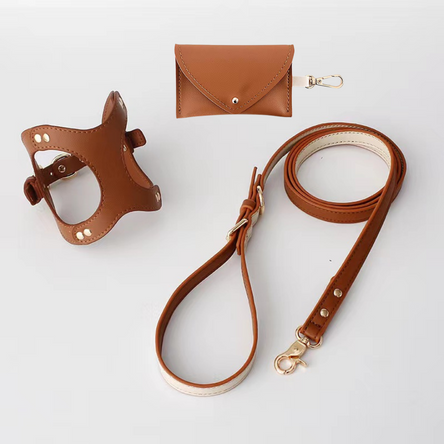 FurBub Vegan Leather Dog Harness with Lead