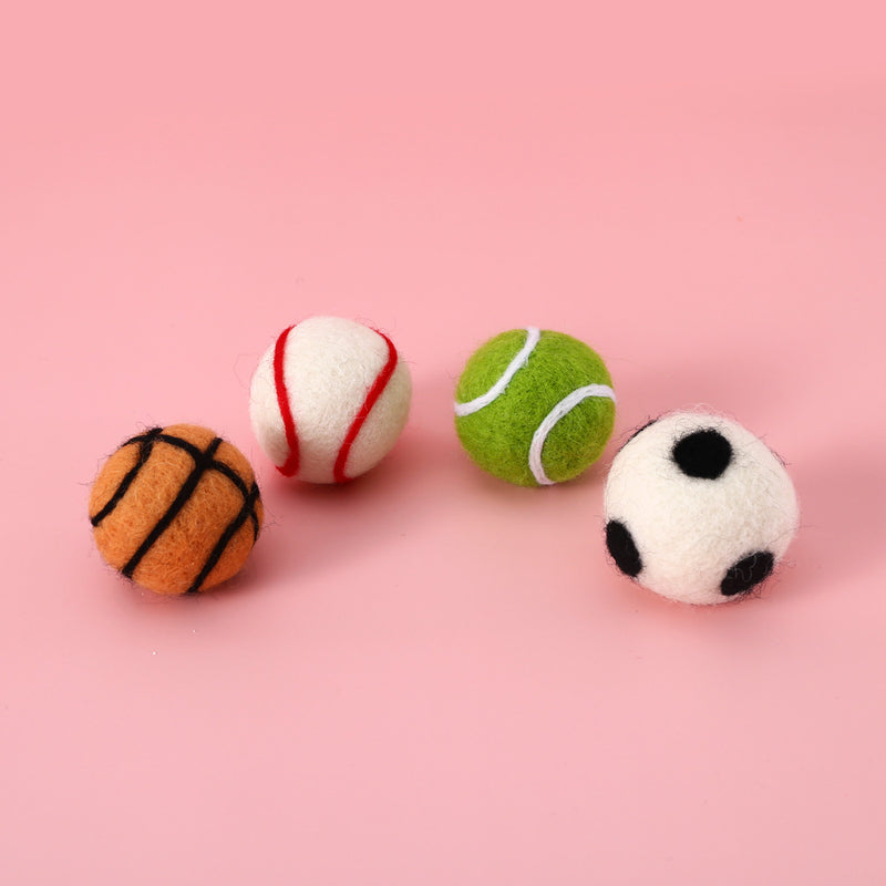 FurBub Cat Toy Wool Ball Sports Set - 4pcs