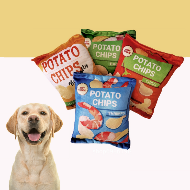 Furbub Dog Squeaky Toy Potato Chips
