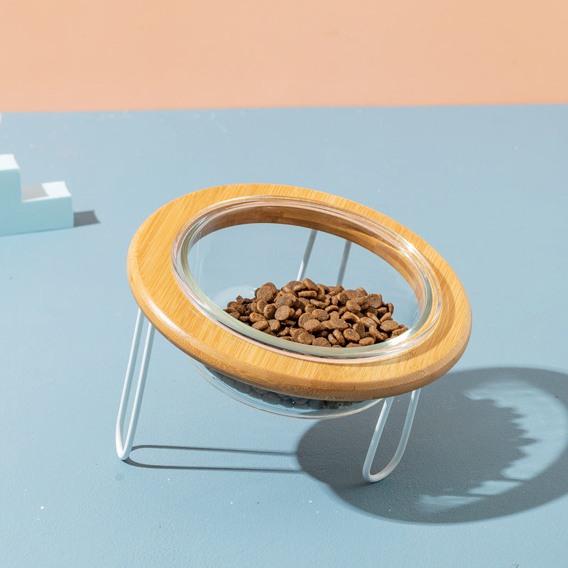 FurBub Glass Bowls with Bamboo Stand