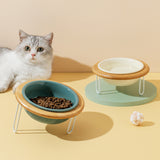 FurBub Ceramic Bowls with Bamboo Stand