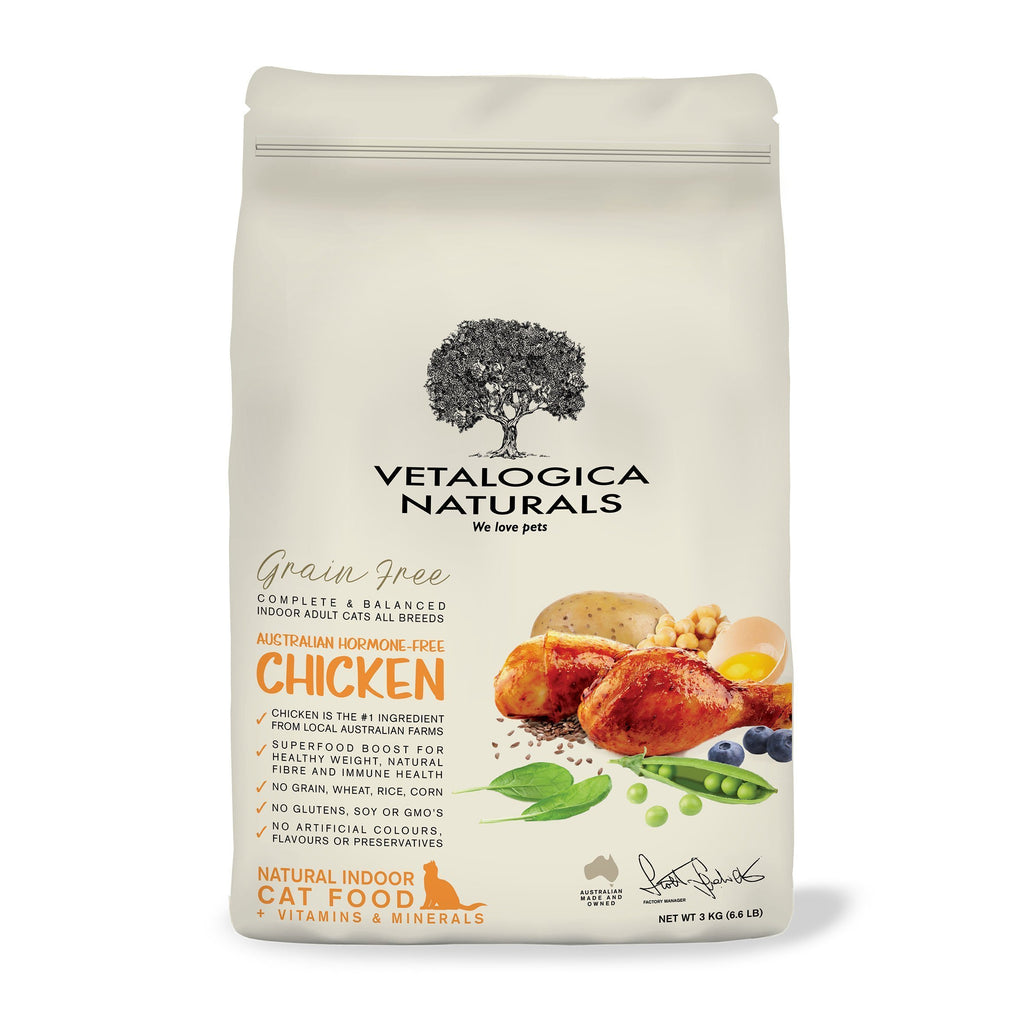 Vetalogica Naturals Grain Free Chicken Indoor Dry Cat Food 3kg - PawzUp Pet Supplies | Free Shipping | Lowest Price | Best Cat Food | Sydney Based Online Petshop |